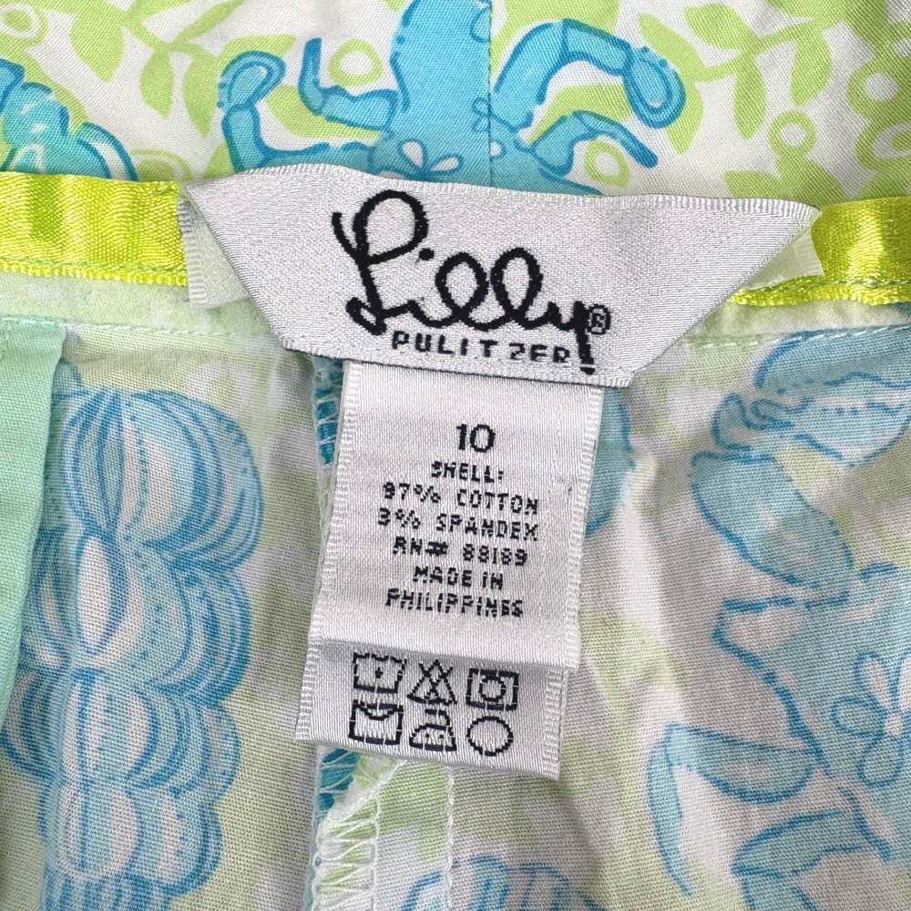 Lilly Pulitzer Womens Size 10 Capri Pants Crab Shell Print Cropped Blue White - Picture 7 of 13